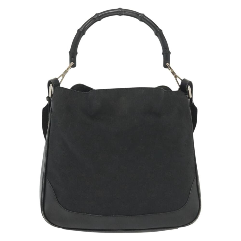 GUCCI Bamboo GG Canvas Hand Bag Black Silver 001 001 - Picture 2 of 16